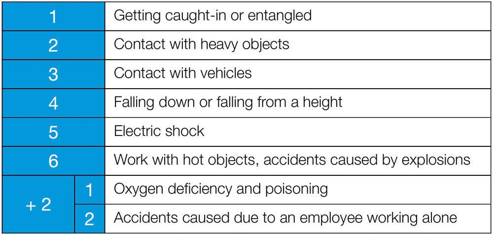 Preventing Fatal and Serious Accidents Major Accident Types in STOP6 + 2 Activities