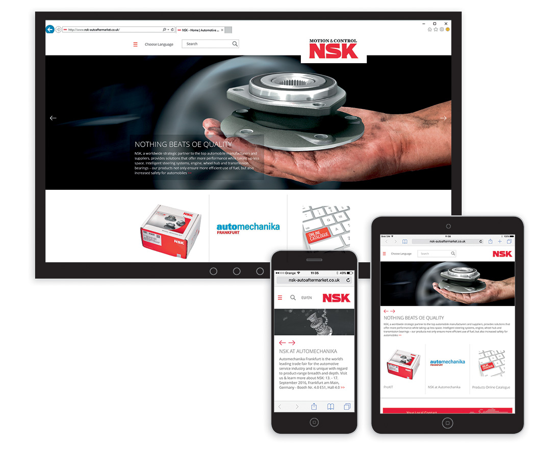 NSK Website para el recambio de automoción